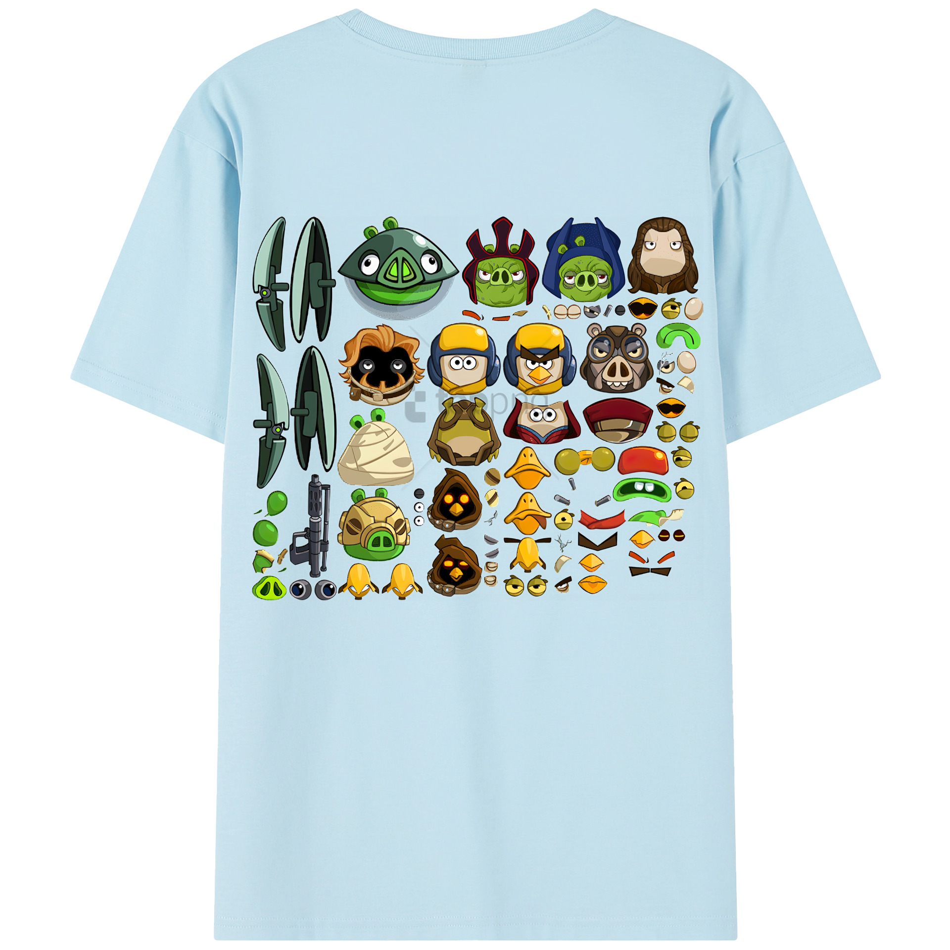 （画像用） Angry Birds アングリーバード 綿100％半袖Tシャツ（背面プリント）